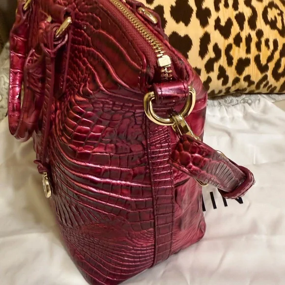Brahmin Croc-Embossed Tote in hard to find POMEGRANATE! - Picture 5 of 13